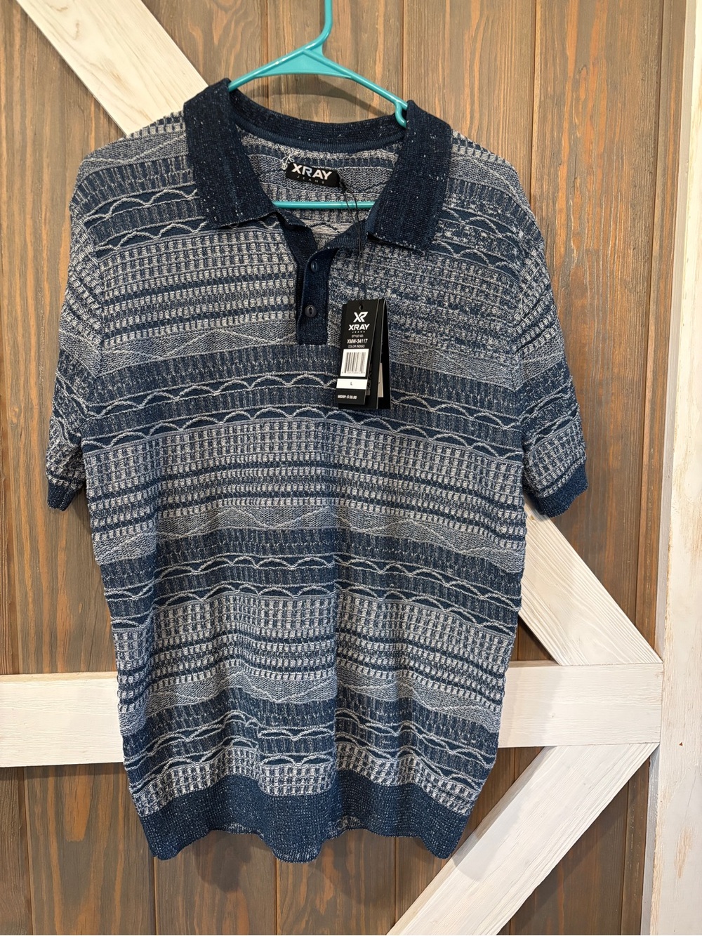 XRAY Men’s Allover Jacquard Sweater Polo Sz Large